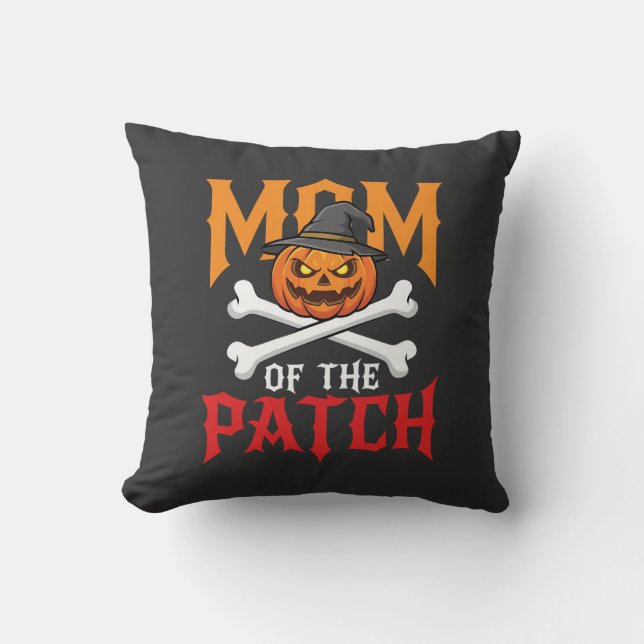 Coussin Maman Halloween de Patch Pumpkin Sorcière (Recto)