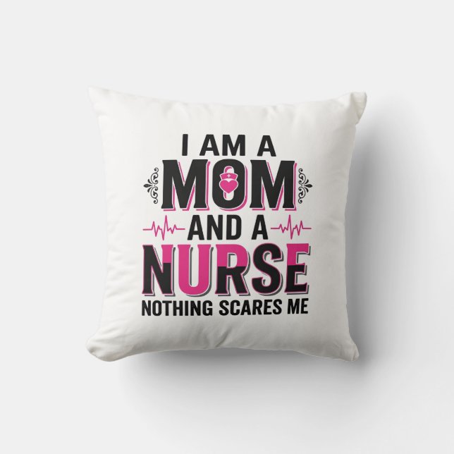 Coussin Maman Infirmière Rien Ne Me Fait Peur Gravure Vint (Recto)