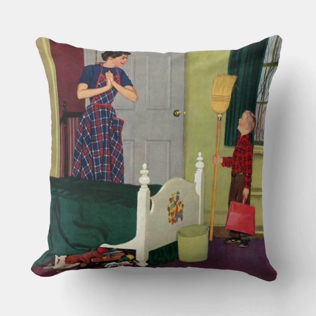 Coussin Maman, j'ai nettoyé ma pièce ! (Recto)