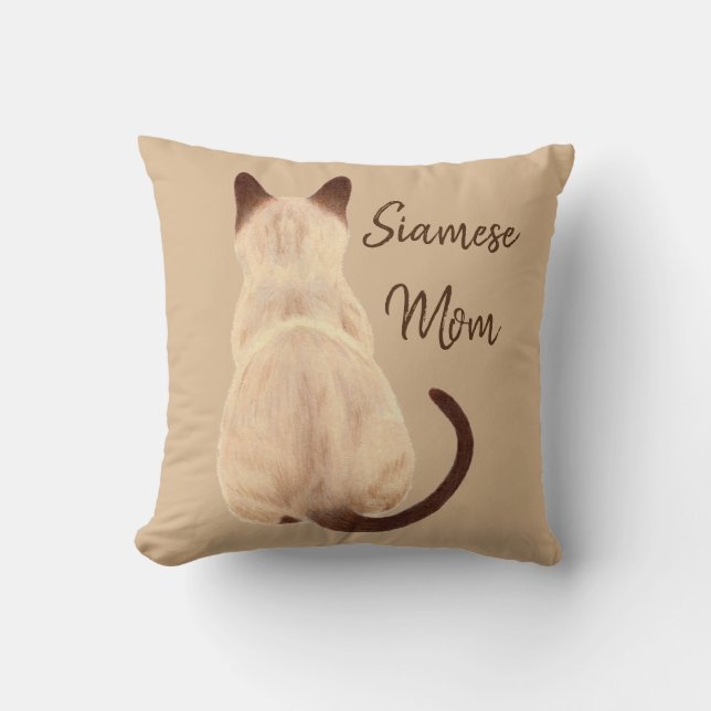 Coussin Maman Kitty de chat siamois de Sasha semblant le (Recto)