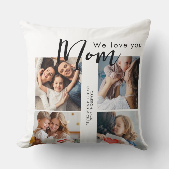 Coussin maman, maman, photo collage, on t'aime, typographi (Recto)