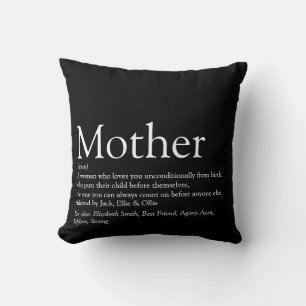 Coussin Maman Mère Définition Moderne Noir et Blanc