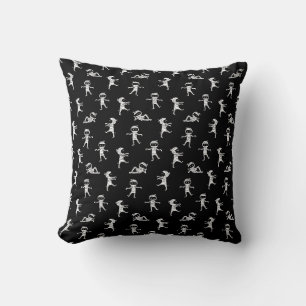 Coussin Maman mignonne noir blanc motif sans couture