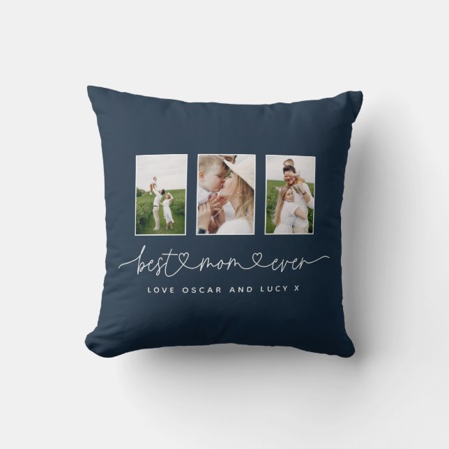 Coussin Maman mignonne script moderne multi photo cadeau s (Recto)