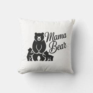 Coussin Maman Ourse avec Oursons Famille d'Ours Mignonne