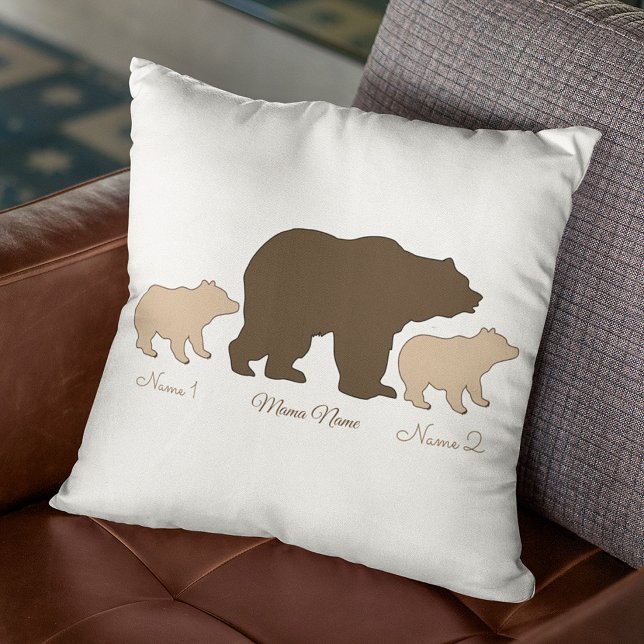 Coussin Maman Ourse Personnalisée Avec 2 Noms d'Enfants Ca (Créateur téléchargé)