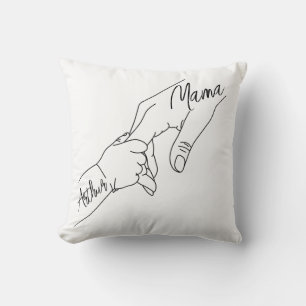 Coussin Maman personnalisée avec des enfants se tenant la 