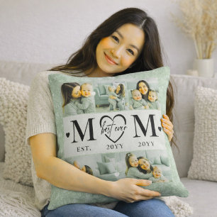 Coussin Maman personnalisée Photo Vert Sauge