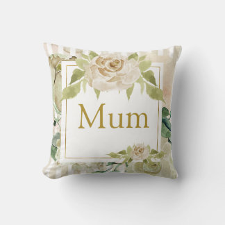 Coussin Maman personnalisée rose rayée shabby chic