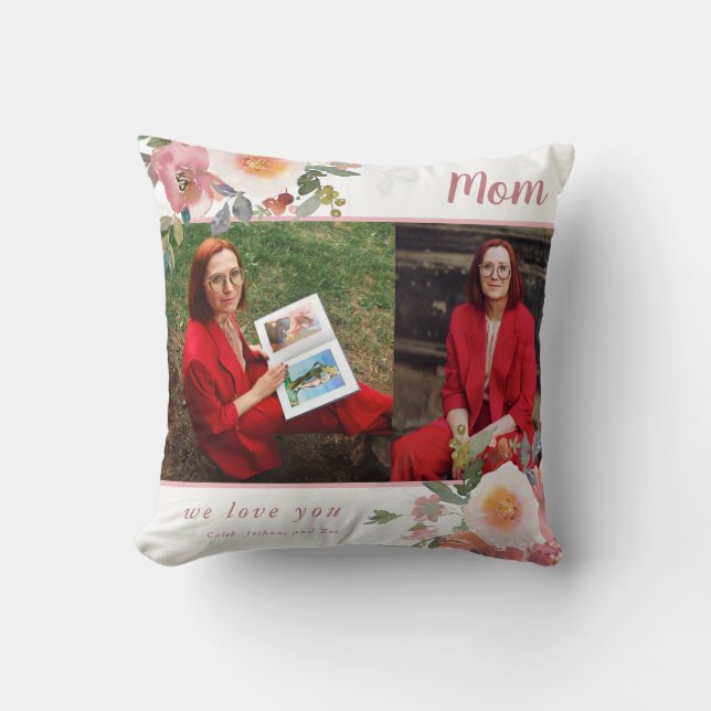 Coussin Maman Photo Nous t'aimons Fête des Mères Cadeau Fl (Recto)