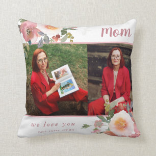 Coussin Maman Photo Nous t'aimons Fête des Mères Cadeau Fl