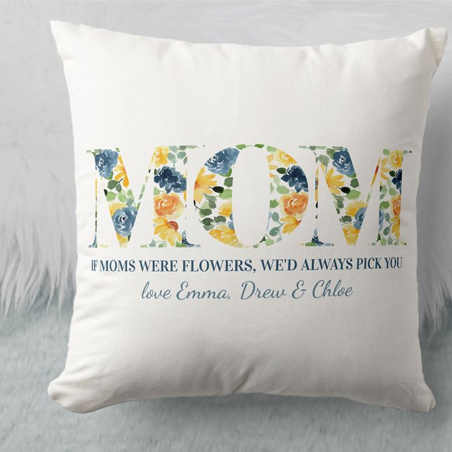 Coussin Maman Poème Si Maman Était Fleurs - Lettres Floral (Créateur téléchargé)
