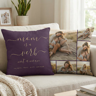 Coussin Maman Violet est un Verbe Famille Photo Maman Souv