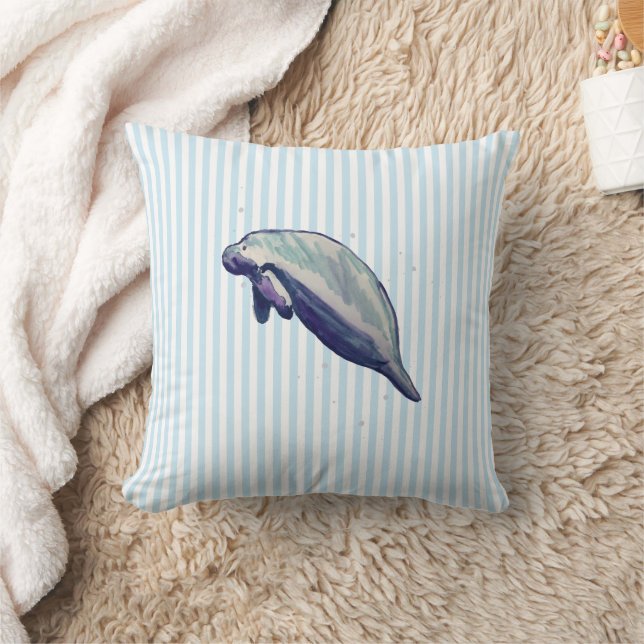 Coussin Manate Peinture Côtière Bleu Bande (Couverture)