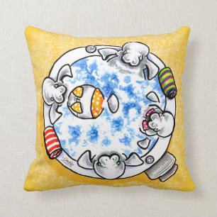 Coussin Manatees Hot Tub Fun Off-Leash Art™