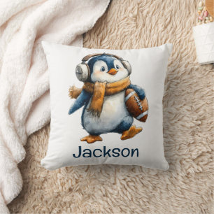 Coussin Manchot de football d'hiver personnalisé pour enfa