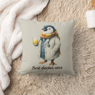 Coussin Manchot d'hiver personnalisé « Meilleur médecin de