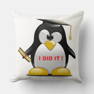 Coussin Manchot diplômé "JE L'AI FAIT"