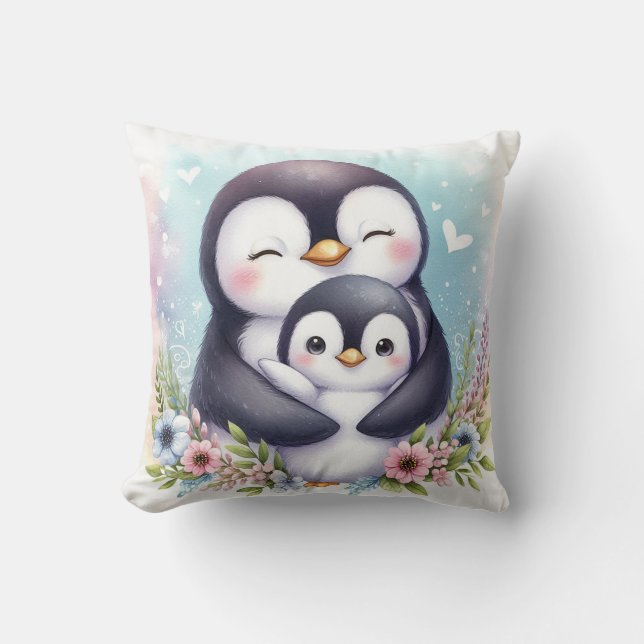 Coussin Manchot maman et bébé (Recto)