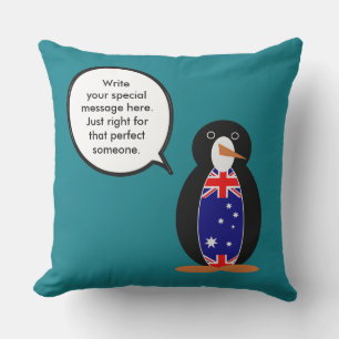 Coussin Manchot parlant australien personnalisé Mme