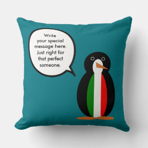 Coussin Manchot parlant italien personnalisé