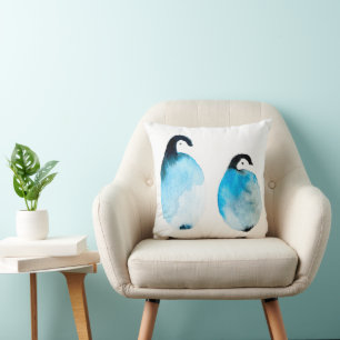 Coussin Manchots mignons aquarelle
