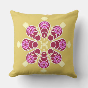 Coussin Mandala à huit points - or et violet