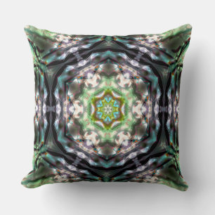 Coussin Mandala à l'intérieur hexagone vieux argenté marte