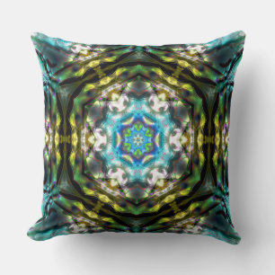Coussin Mandala à l'intérieur hexagone vieux métal martelé