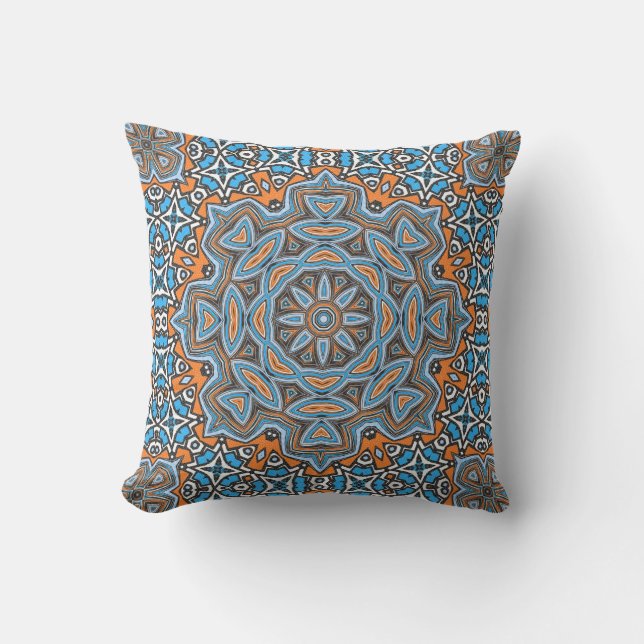 Coussin Mandala abstrait en rond sans joint (Recto)