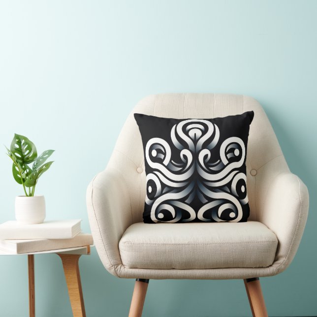 Coussin Mandala abstrait géométrique sacré Zen minimal (Chaise)