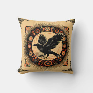 Coussin Mandala Académique Sombre Corbeau Cercle Bohème G