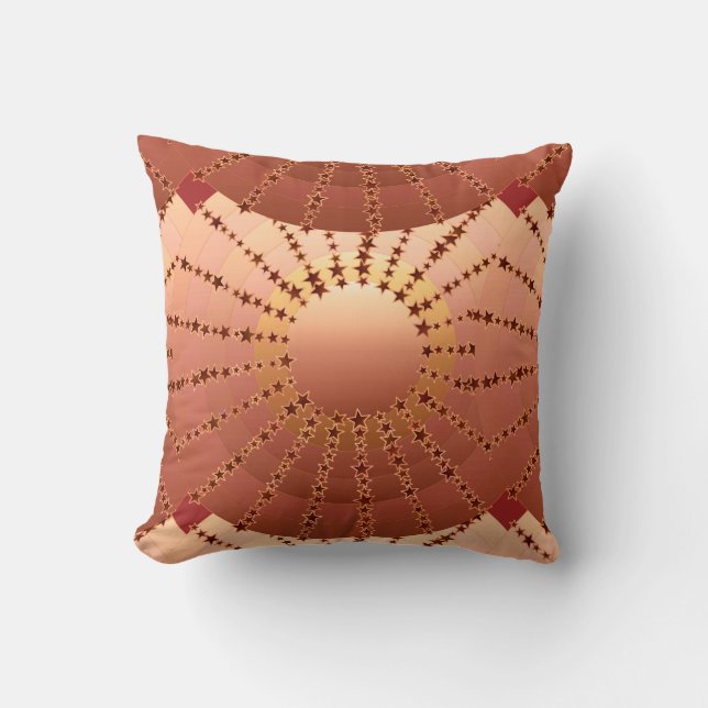 Coussin Mandala avec étoiles - dégradé de satin de cuivre (Recto)