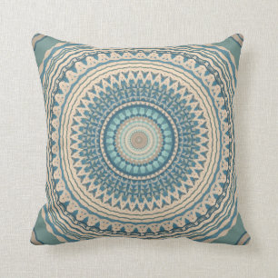 Coussin Mandala bleu clair Turquoise