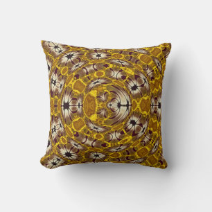 Coussin Mandala Bohème à Motif Floral Doré