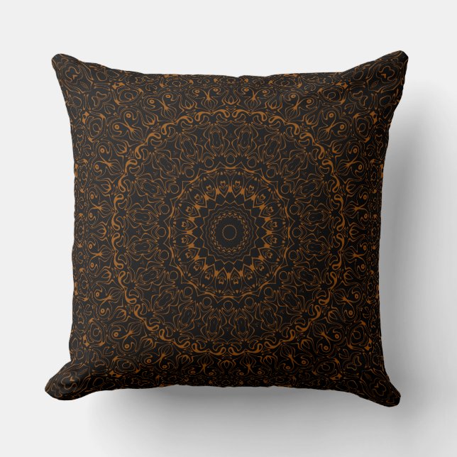 Coussin Mandala Brun Rustique au Charme Occidental (Recto)