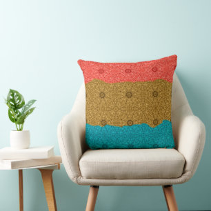 Coussin Mandala Carrelage Coral Ambre Turquoise