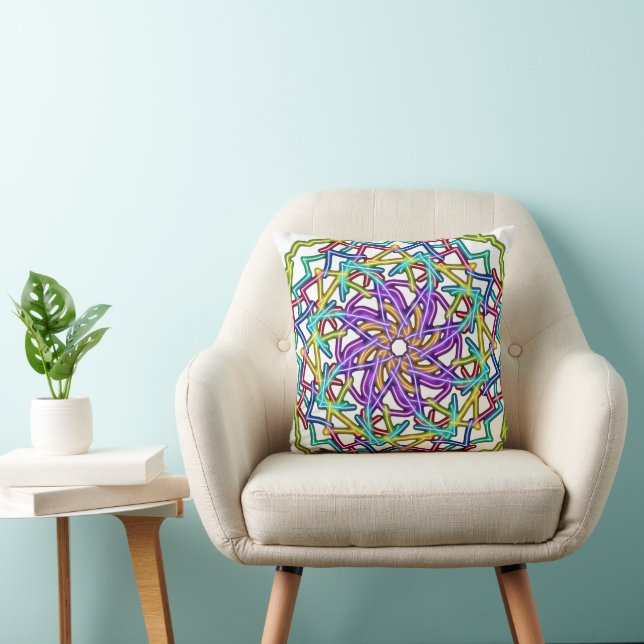 Coussin Mandala coloré Abstrait (Chaise)