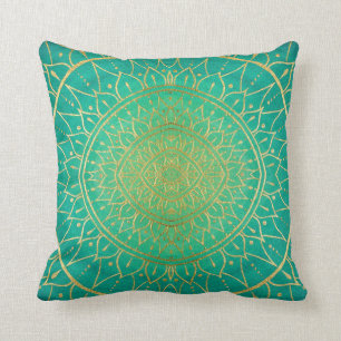 Coussin Mandala couleur vert émeraude