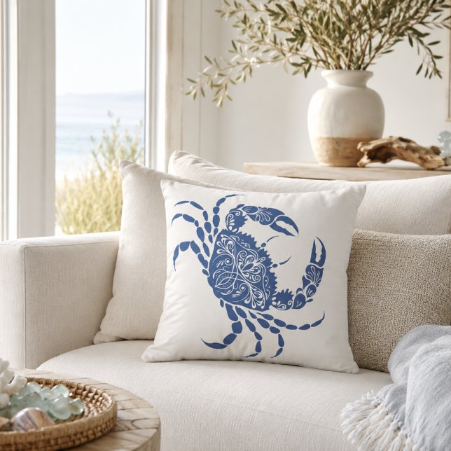 Coussin Mandala crabe bleu côtier | Naudtique  (Créateur téléchargé)
