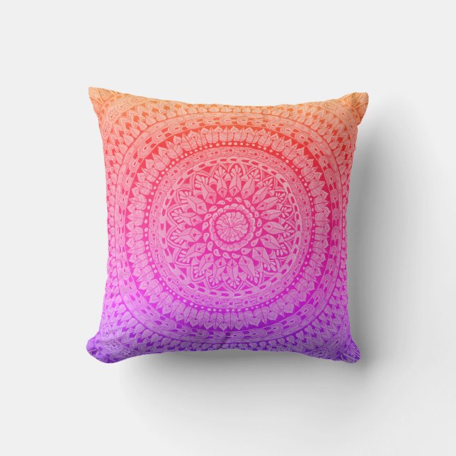 Coussin Mandala d'art original multicolore  (Recto)