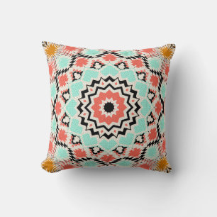 Coussin Mandala de cercle rond géométrique abstrait sans c