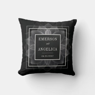 Coussin Mandala de Fleur de Lumière Blanche Abstraite