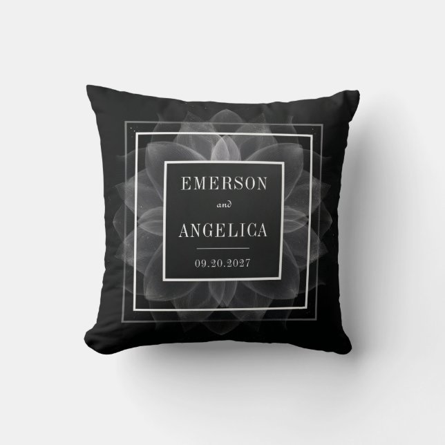 Coussin Mandala de Fleur de Lumière Blanche Abstraite (Recto)