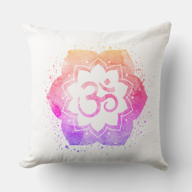 Coussin Mandala de fleur d'Ombre Lotus de symbole d'OM de (Recto)