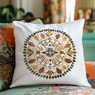 Coussin Mandala de fleurs pressées l Florale botanique d'a