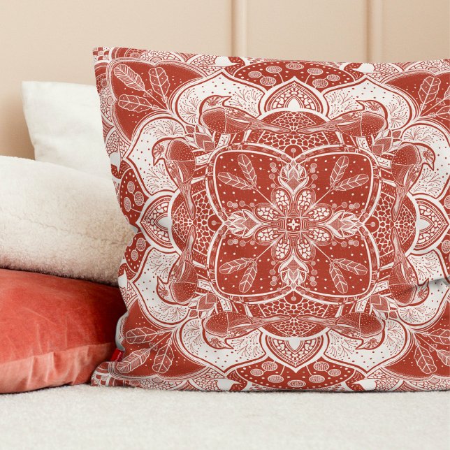 Coussin Mandala de la nature Printemps Rouge-robin Choisis (Créateur téléchargé)