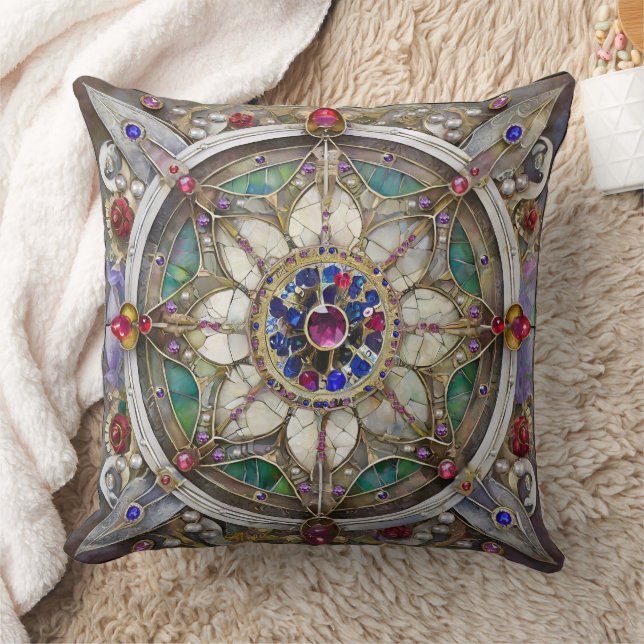 Coussin Mandala de rubis, d'améthyste, de saphir et de per (Couverture)