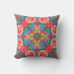 Coussin Mandala Décoratif Floral Vibrant