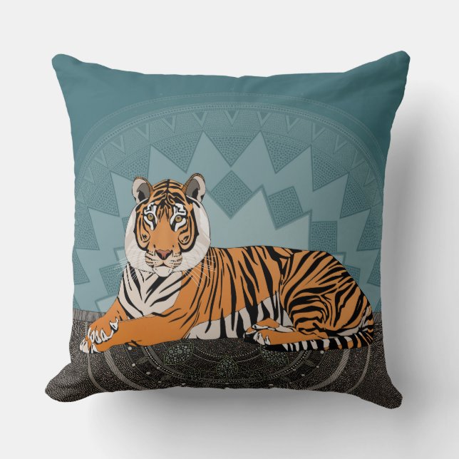 Coussin mandala du tigre du bengale (Recto)